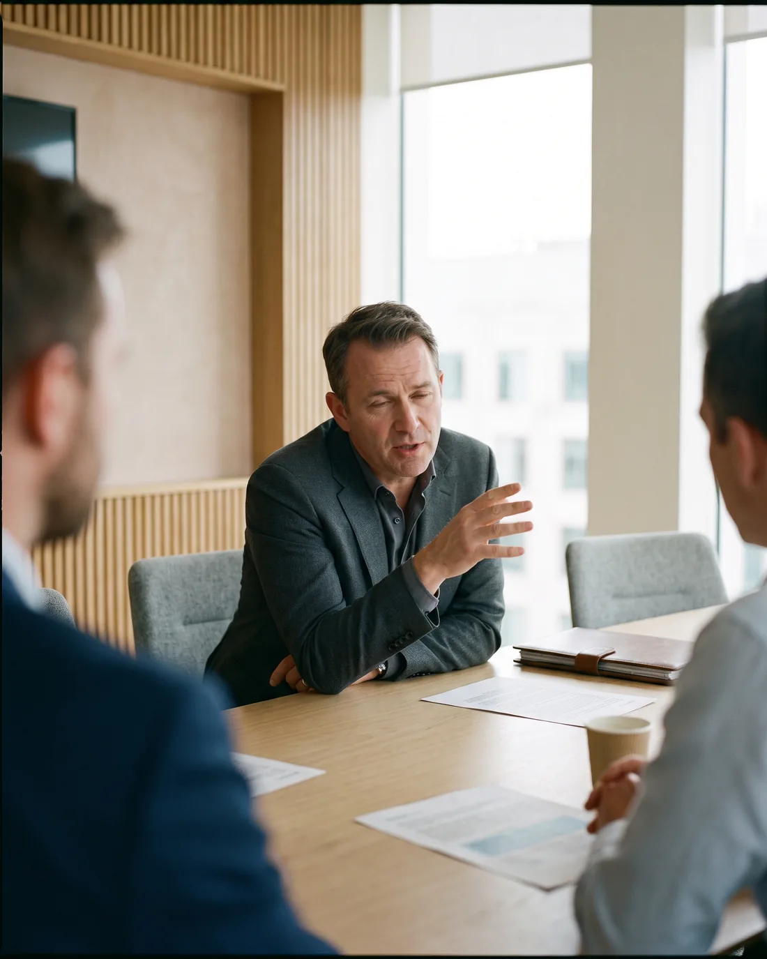 A senior CRO reviewing the work in a calm Melbourne boardroom